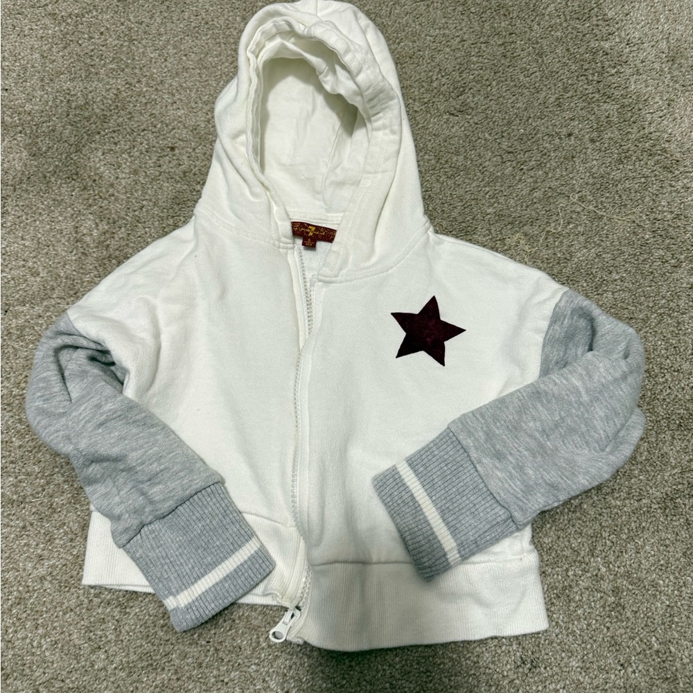 7 For All Mankind - Kids Size 5 White and Gray Hoodie with Star